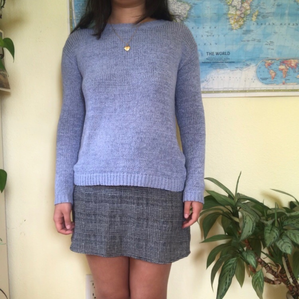 Knit Blue Sweater Cornflower Periwinkle Crew Neck